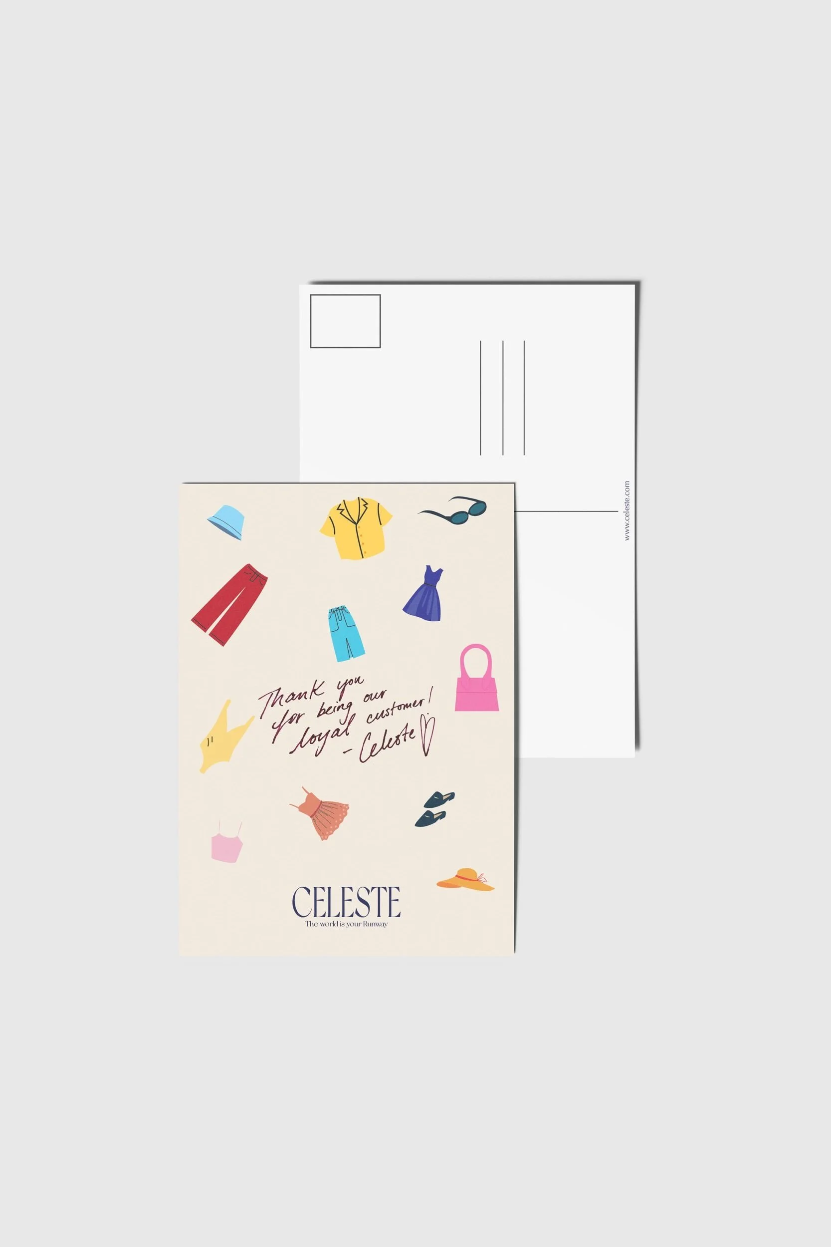 Illustrated thank-you postcard