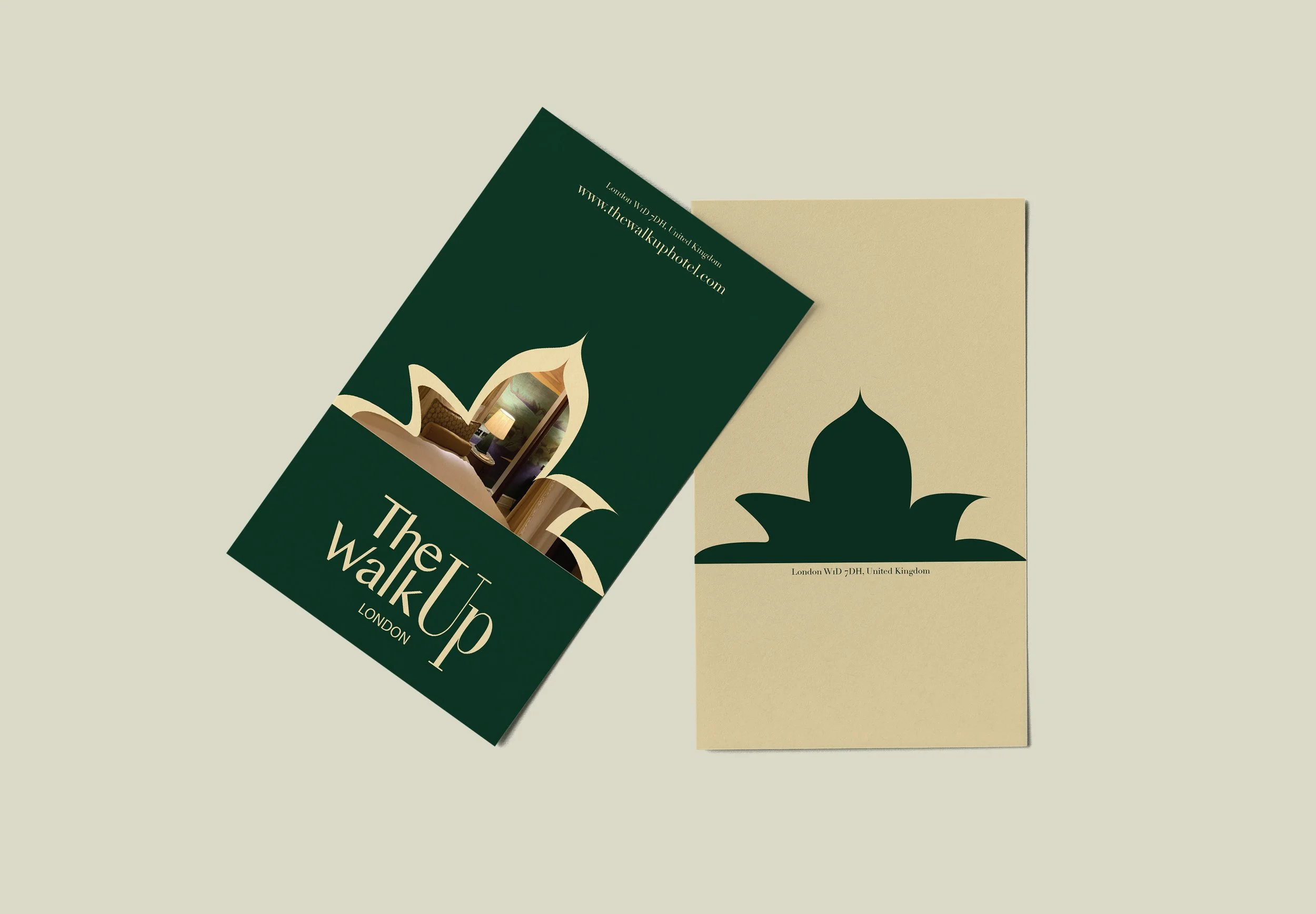Green and cream hotel key cards