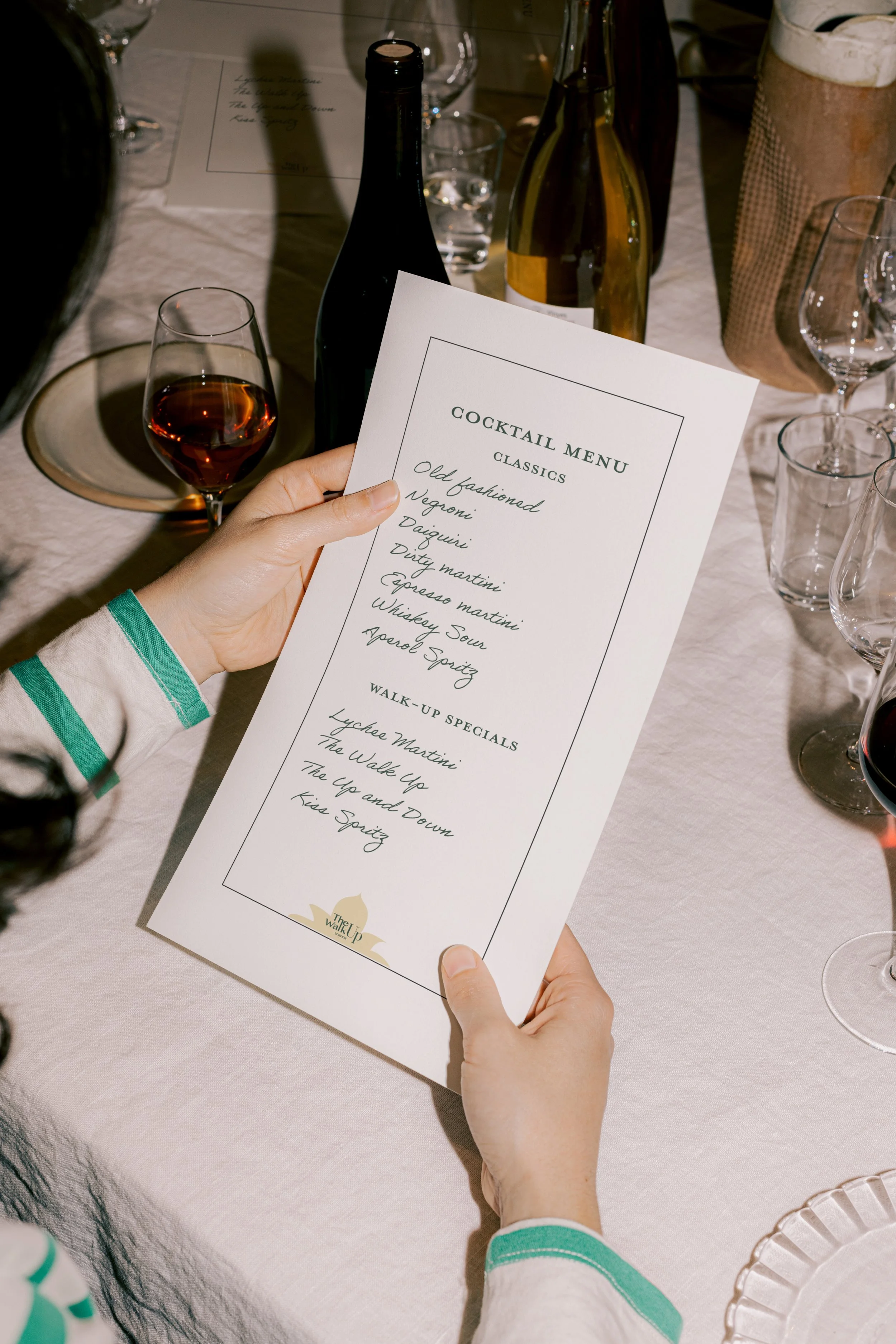 Tasting menu held at a dinner table